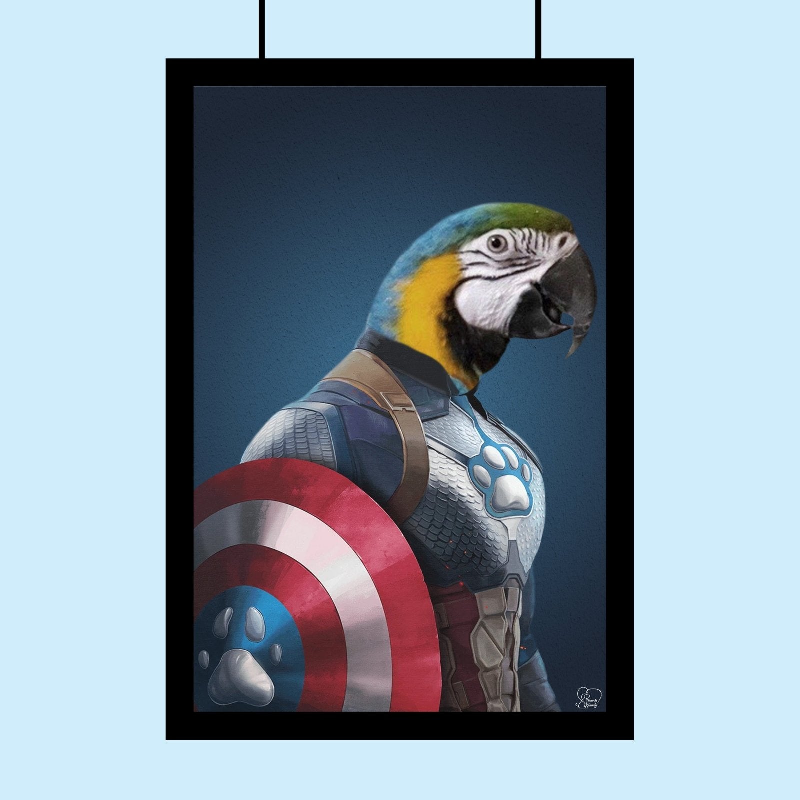 Custom Pet Portrait in Captain America Costume – Personalized Superhero Pet Art - 1 Pet - Furr and Family