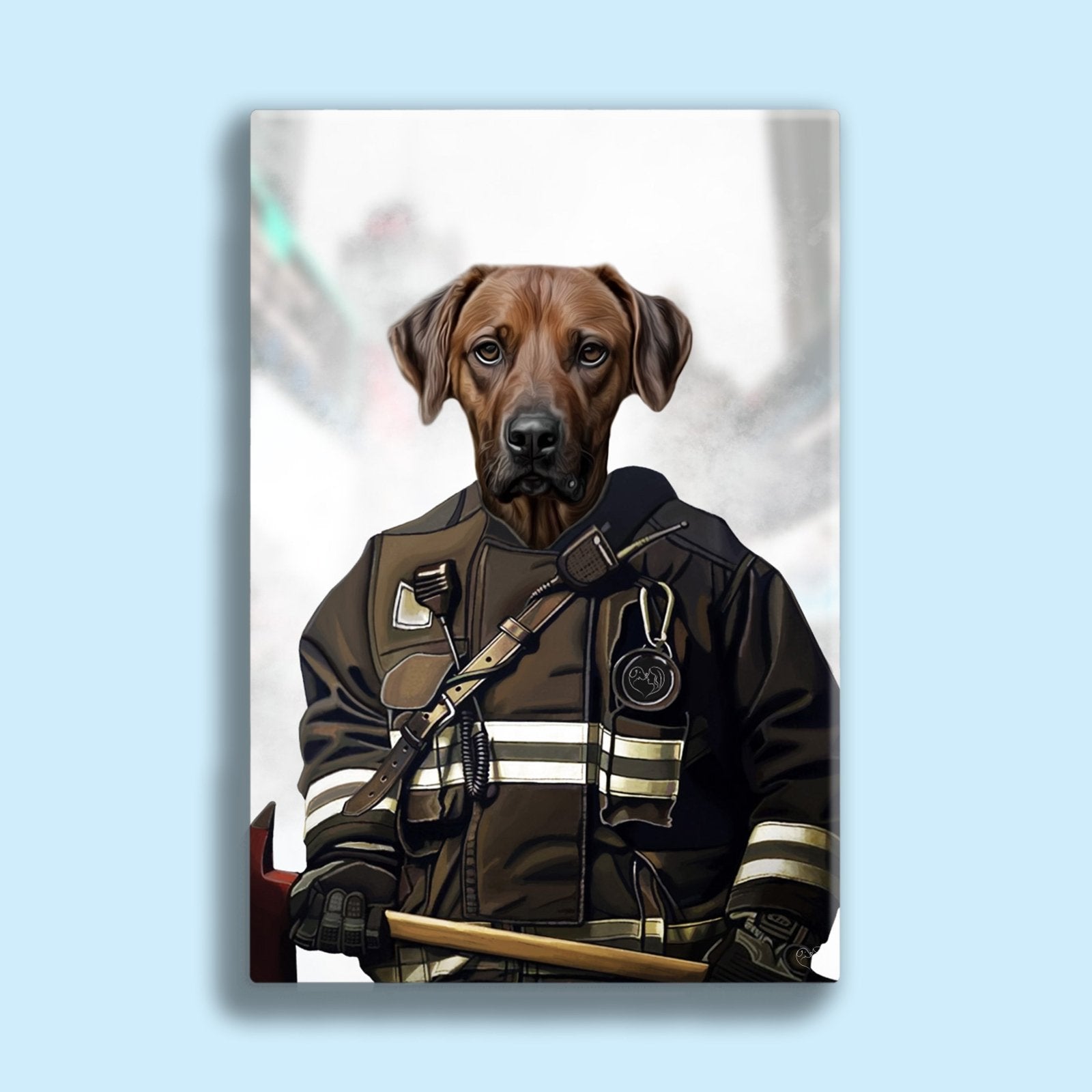 Pet Firefighter - Custom Pet Portrait - 1 Pet - Furr and Family