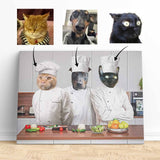 The Chefs - Custom Pet Portrait | Custom Pet Canvas - 3 pets - Furr and Family