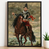 Custom Knight Portrait on Horse – Medieval Royal Artwork for Men