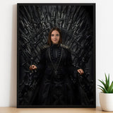 Custom Female Portrait on Iron Throne with Black Royal Warrior Dress