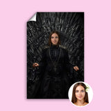 Custom Female Portrait on Iron Throne with Black Royal Warrior Dress