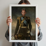 Custom Young Commander Portrait – Man in Olive and Gold Royal Uniform