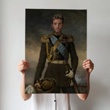 Custom Young Commander Portrait – Man in Olive and Gold Royal Uniform