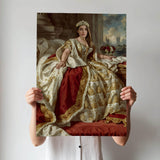 Custom Baroque Royal Queen Portrait for Women in Gold and Red Dress
