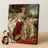 Custom Baroque Royal Queen Portrait for Women in Gold and Red Dress