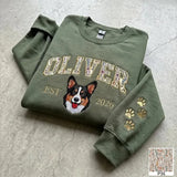 Custom Floral Pet Portrait Embroidered Sweatshirt