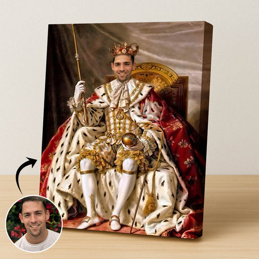 Custom Royal King Portrait – Man Seated on Throne in Regal Outfit