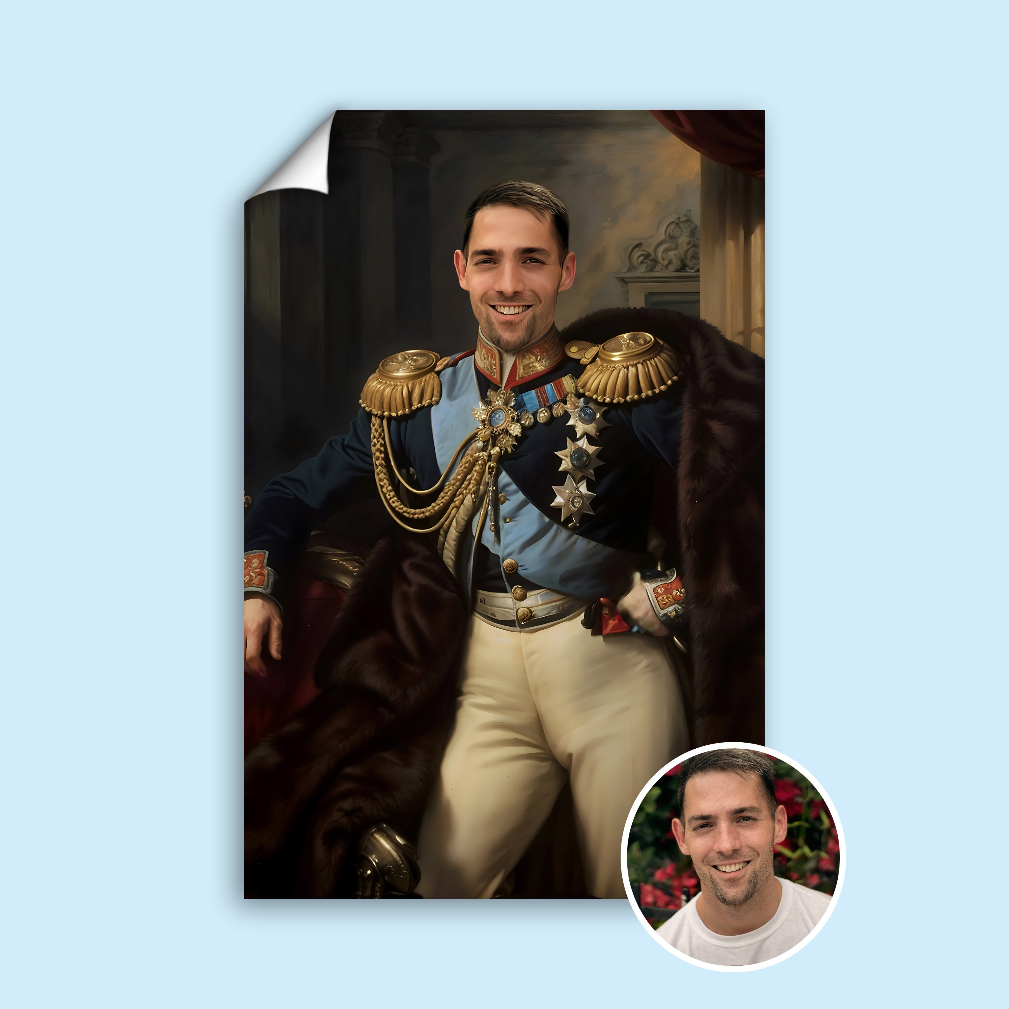 Custom Imperial Commander Portrait – Man in Blue Military Uniform with Medals