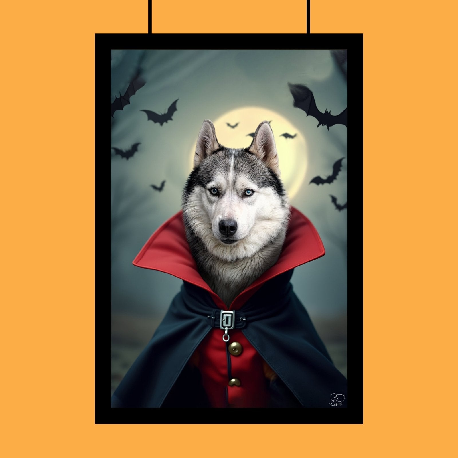 Dracula Halloween Pet Portrait - Custom Pet Portrait - 1 Pet - Furr and Family