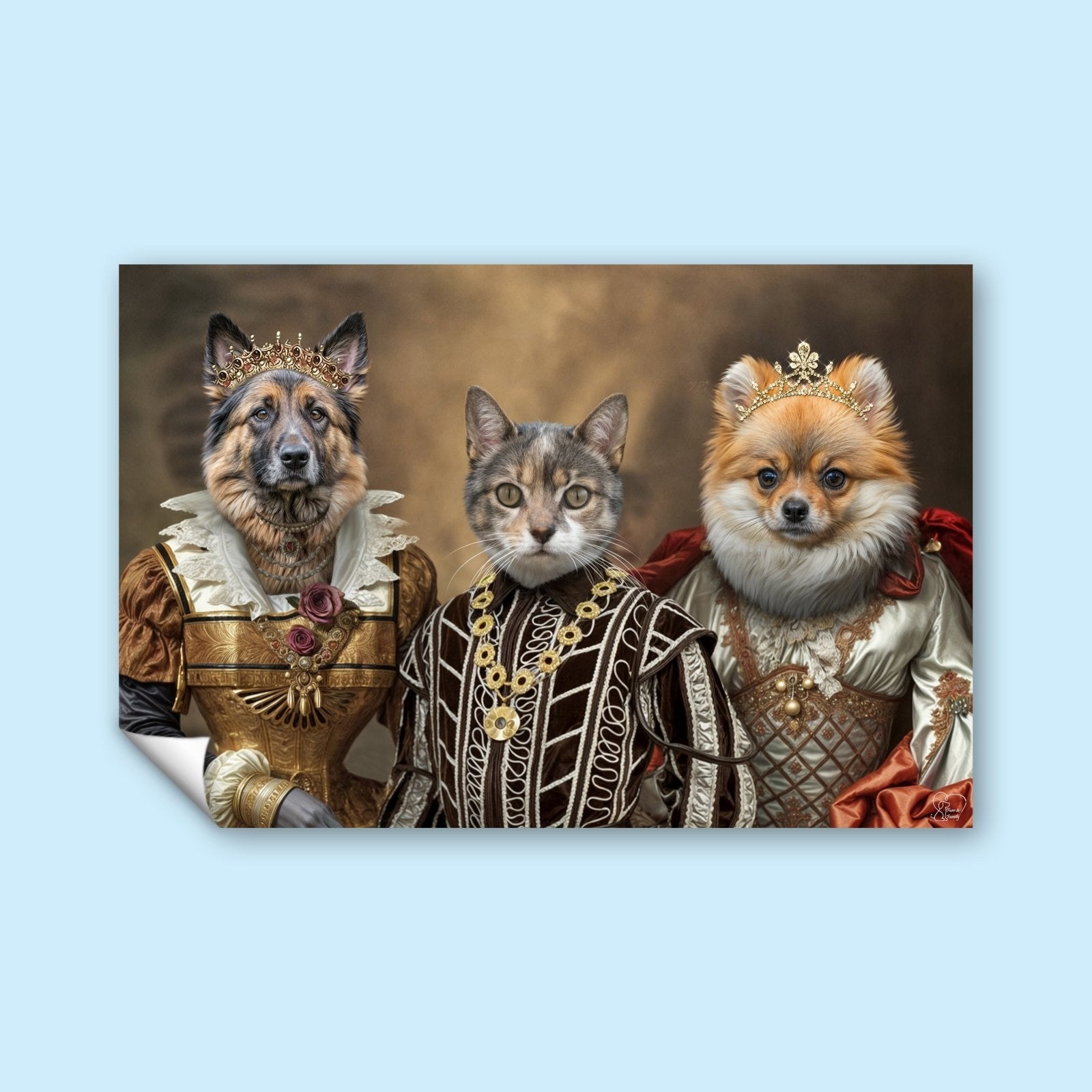 Custom pet portrait of a dog or cat as a loyal companion, capturing the bond between pet and owner in a heartfelt, personalized artwork