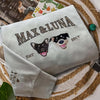 Embroidered Pet Portrait Sweatshirt with Custom Name – Varsity Style