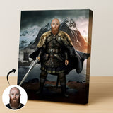 Custom Viking Warrior Portrait – Bearded Man with Sword and Cape