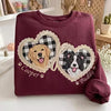 Custom Two-Pet Embroidered Sweatshirt – Gingham Heart and Bow