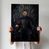 Custom Game of Thrones Portrait – Man Seated in Armor on Iron Throne