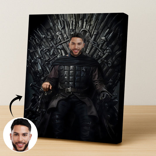 Custom Game of Thrones Portrait – Man Seated in Armor on Iron Throne