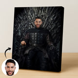 Custom Game of Thrones Portrait – Man Seated in Armor on Iron Throne