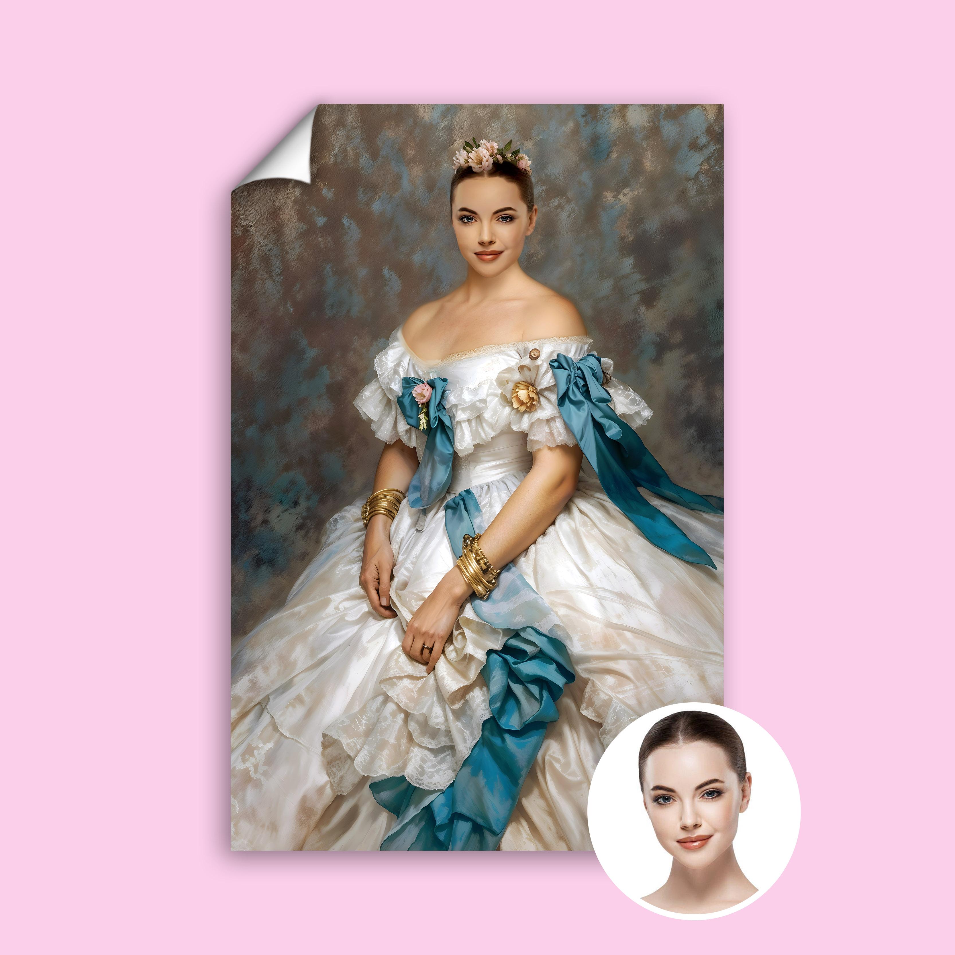 Blue Ribbon Renaissance Queen Custom Art