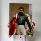 Custom Imperial Portrait – Man in Red Cape and Blue Sash with Medals