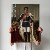 Custom Crown Prince Portrait – Man in Blue Coat with Red Sash and Cape