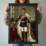 Custom Crown Prince Portrait – Man in Blue Coat with Red Sash and Cape