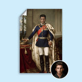 Custom Crown Prince Portrait – Man in Blue Coat with Red Sash and Cape