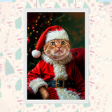 Santa Pet Christmas Portrait – Festive Custom Pet Art - 1 Pet - Furr and Family