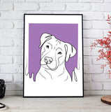 Minimalist line art pet portrait featuring a custom hand-drawn outline of a dog or cat based on a real photo, in a clean, modern design