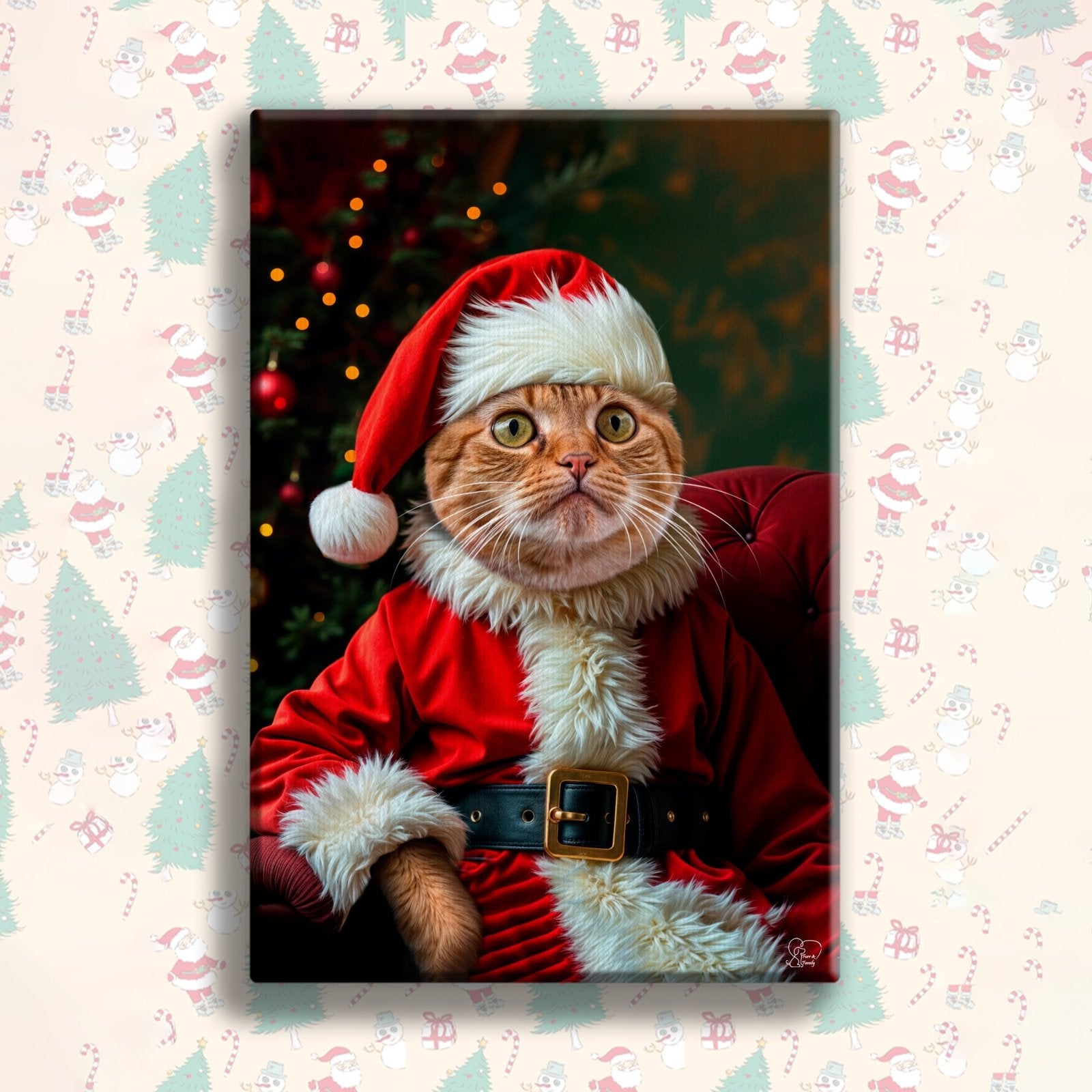 Santa Pet Christmas Portrait – Festive Custom Pet Art - 1 Pet - Furr and Family