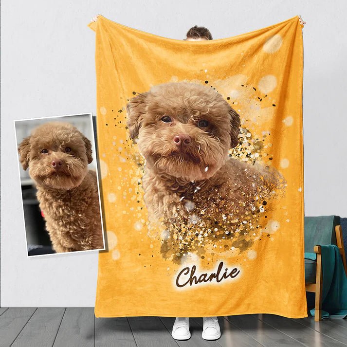 Personalized Watercolor Pet Blanket - Pet Watercolor Style - Blanket - 1 Pet - Furr and Family