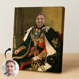 Custom Seated Commander Portrait – Man in Green Royal Robe with Sword