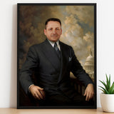 Custom Statesman Portrait – Man in Black Suit with Capitol Background