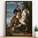 Custom Royal Horseback Portrait – Man on White Horse in Command Uniform