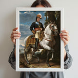 Custom Royal Horseback Portrait – Man on White Horse in Command Uniform