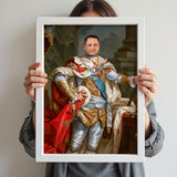 Custom Regency Royal Portrait – Man in Regal Robe with Blue Sash