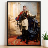 Custom Knight Commander Portrait – Man with Sword and Flowing Cape