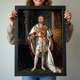 Custom White Regal Portrait – Man with Scepter and White Royal Cape