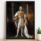 Custom White Regal Portrait – Man with Scepter and White Royal Cape