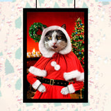 Holiday Santa Pet Portrait – Festive Custom Pet Art - 1 Pet - Furr and Family
