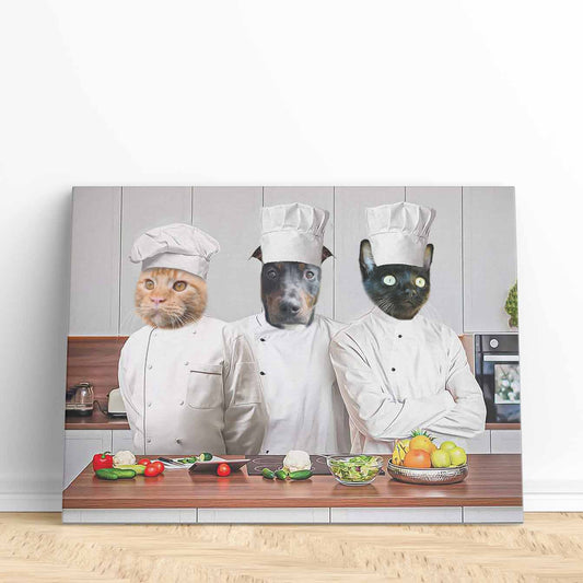 The Chefs - Custom Pet Portrait | Custom Pet Canvas - 3 pets - Furr and Family