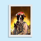 Heroic Firefighter - Custom Pet Portrait - 1 Pet - Furr and Family