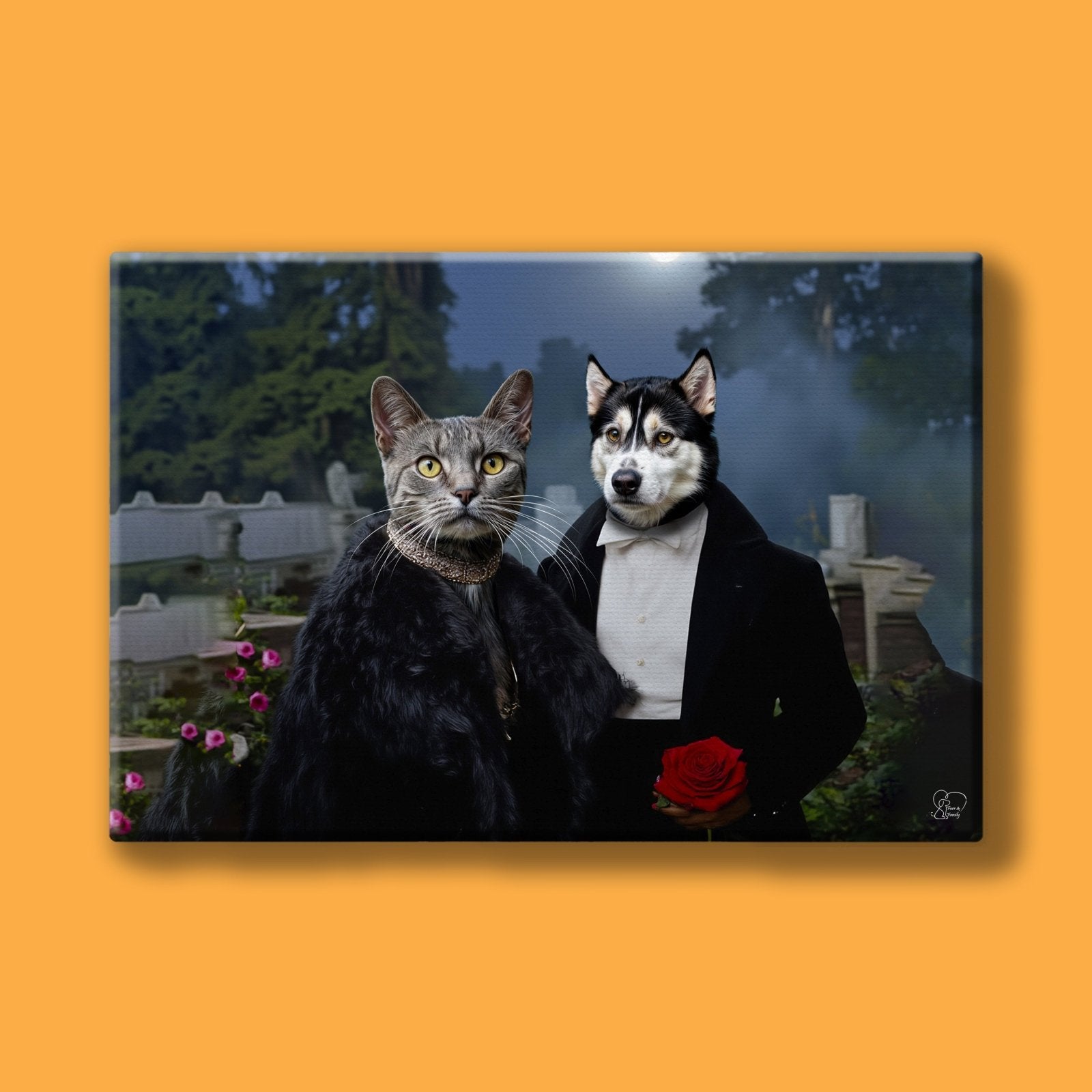 Mr & Mrs Vempire Halloween Pet Portrait - Custom Pet Portrait - 1 Pet - Furr and Family
