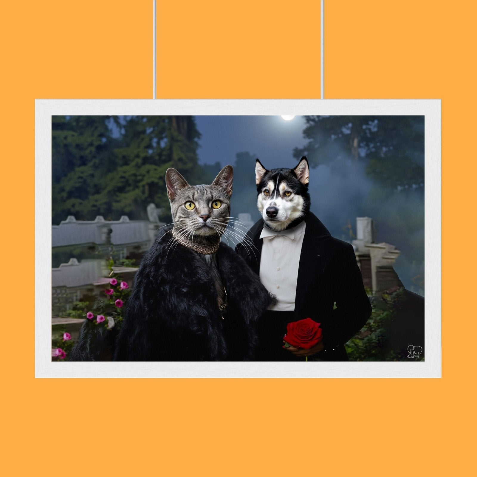 Mr & Mrs Vempire Halloween Pet Portrait - Custom Pet Portrait - 1 Pet - Furr and Family