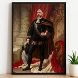 Custom Renaissance Noble Portrait – Standing Man with Sash and Cane
