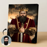 Custom Medieval King Portrait – Man in Crimson Robe with Sword