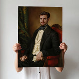 Custom Vintage Politician Portrait – Man in Black Suit with Bowtie
