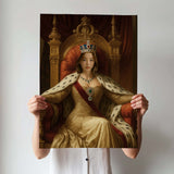 Royal Sapphire Empress Portrait - Renaissance Era Custom Gift printed custom portrait held in hands - Furr and Family