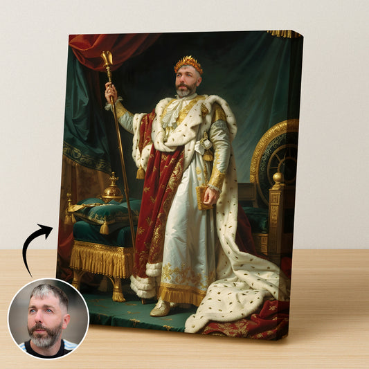Custom Emperor Portrait – Man with Laurel Crown in White and Red Robes