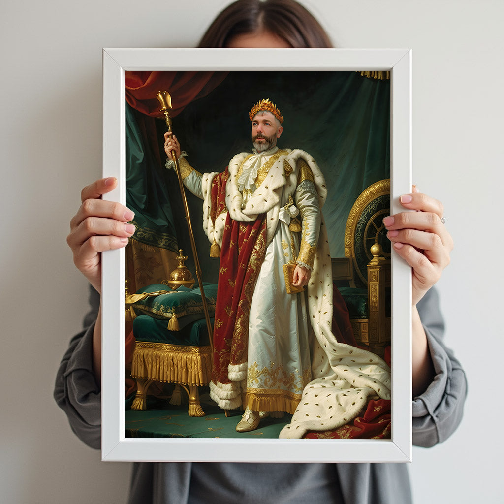 Custom Emperor Portrait – Man with Laurel Crown in White and Red Robes