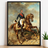 Custom Horse Commander Portrait – Man on Red Stallion in Military Uniform